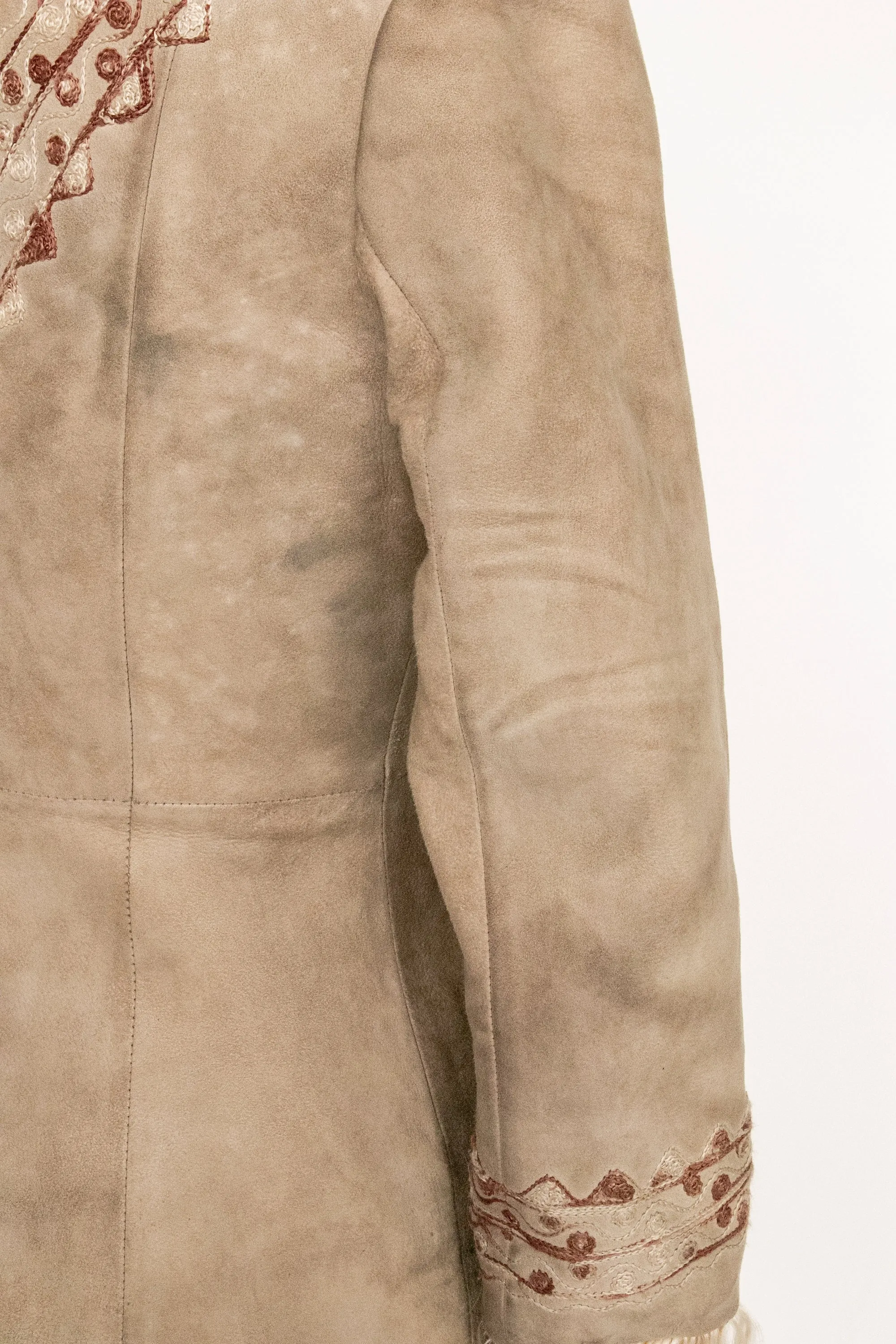 1970s Coat Embroidered Shearling Afghan Sheepskin XS