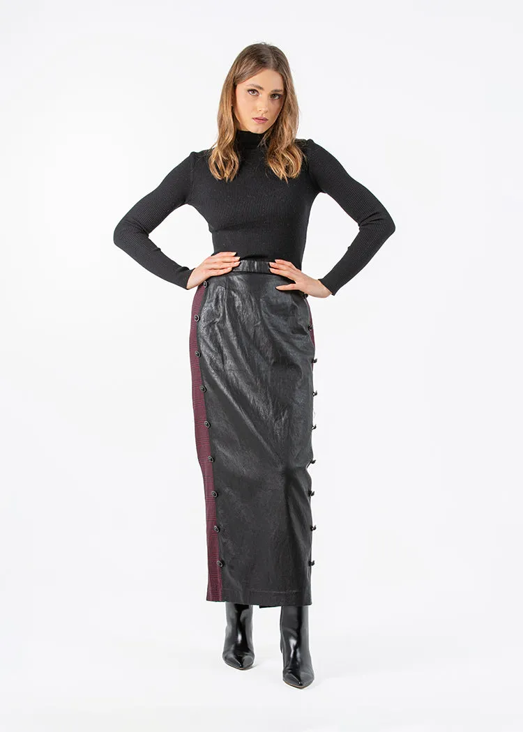 1976005-PU Skirt With Jacquard Detail