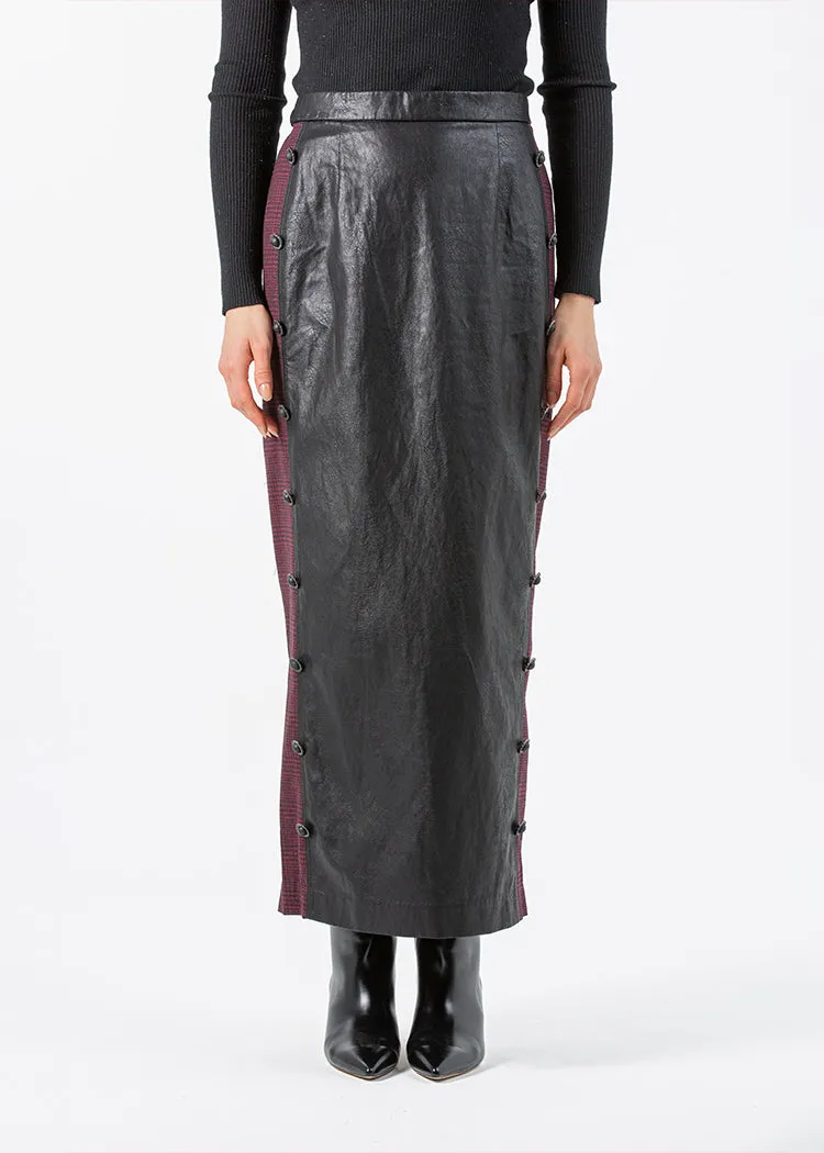 1976005-PU Skirt With Jacquard Detail