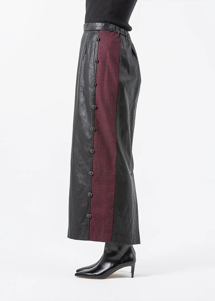 1976005-PU Skirt With Jacquard Detail