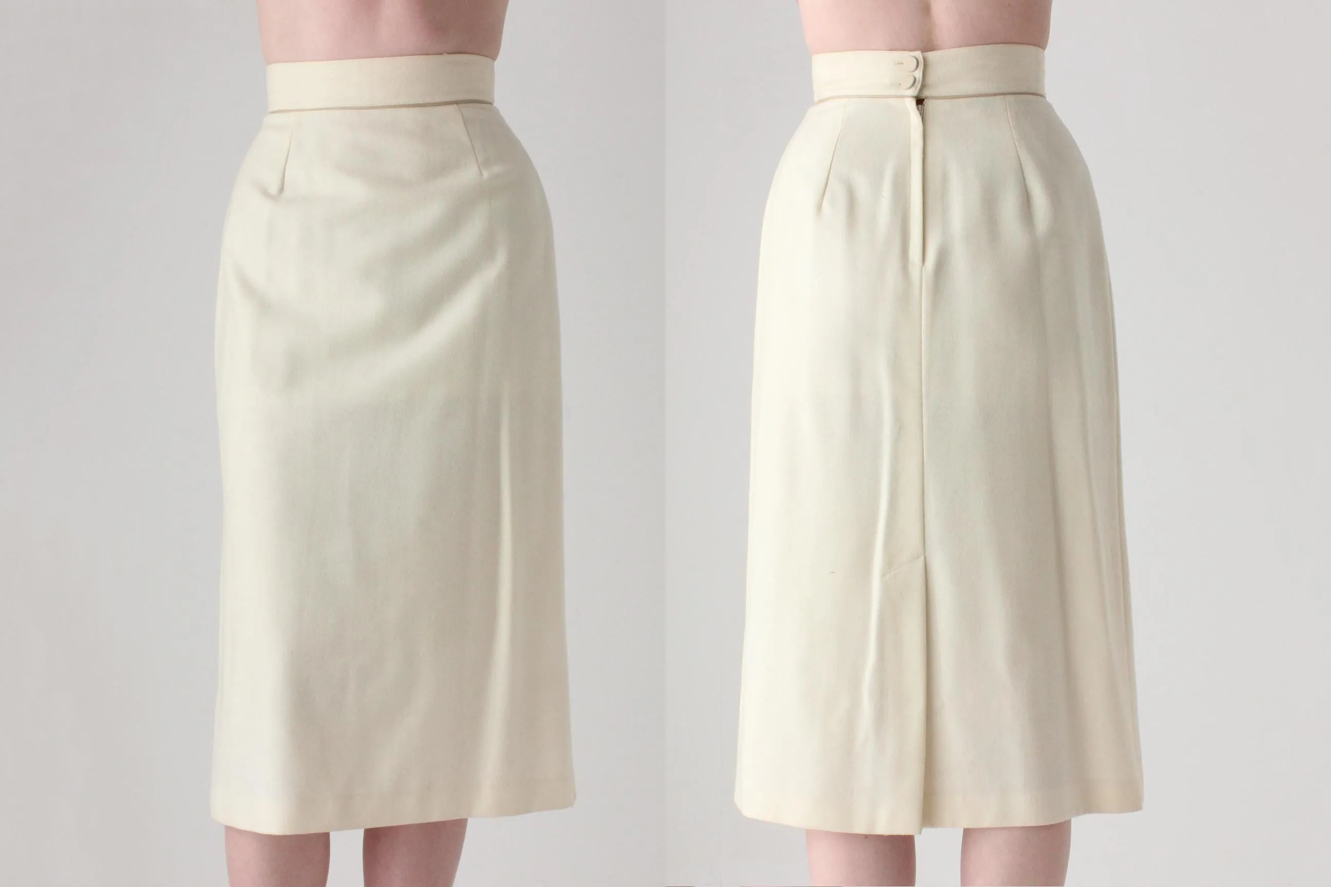 1980s Pure Wool Pearl Encrusted Bridal Skirt Suit