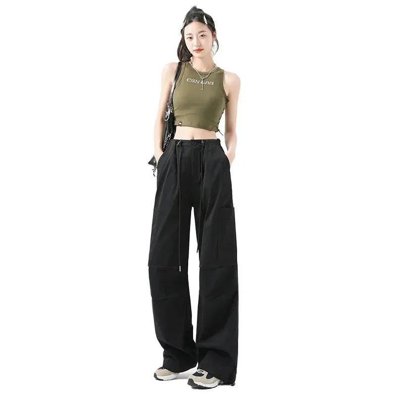 2025 Womens High-Waisted Velcro Cargo Sweatpants  Trendy & Comfortable Streetwear!