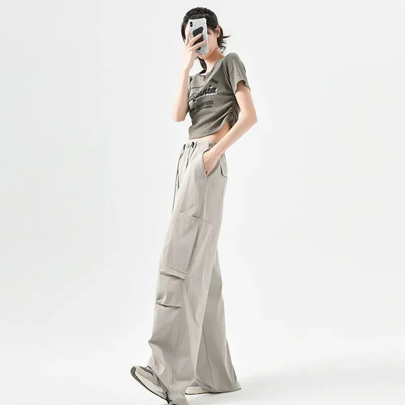 2025 Womens High-Waisted Velcro Cargo Sweatpants  Trendy & Comfortable Streetwear!