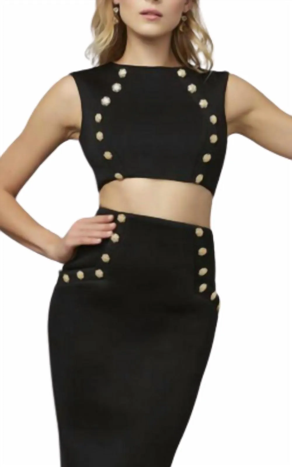 2Pc Cocktail Dress In Black