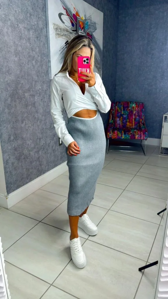 4774 Ribbed knit midi dress