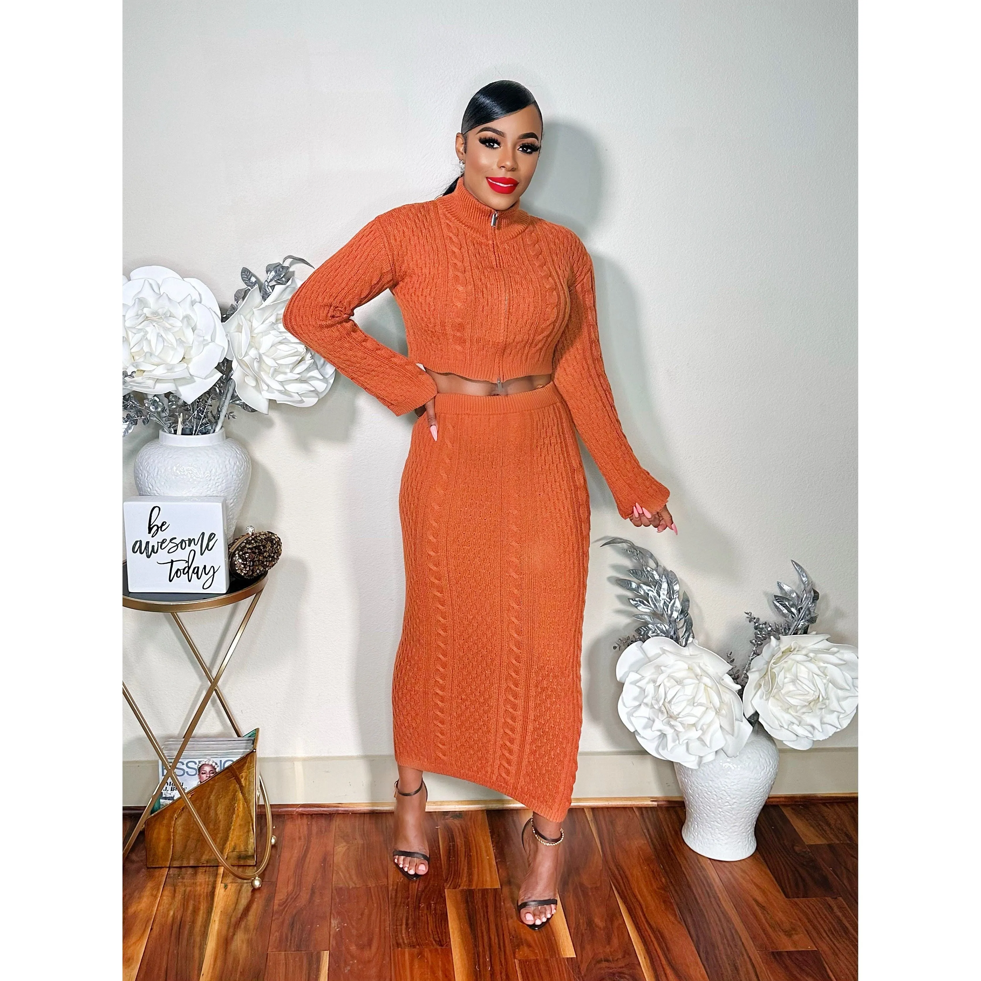 A LONG NIGHT OUT KNIT SKIRT SET