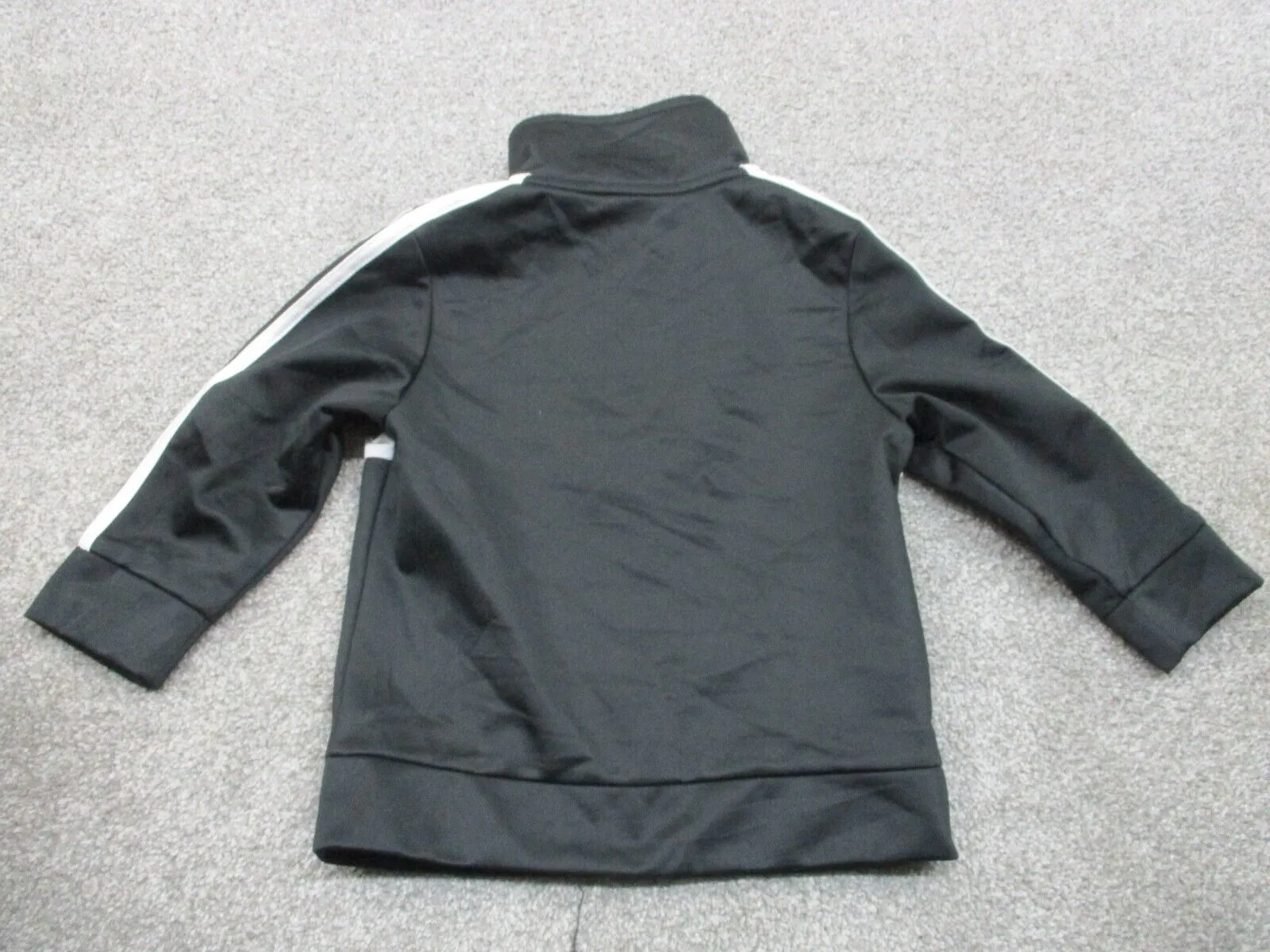 Adidas 3 Stripe Track Jacket Kids Boys Size 12M Black Long Sleeves Full Zip Up