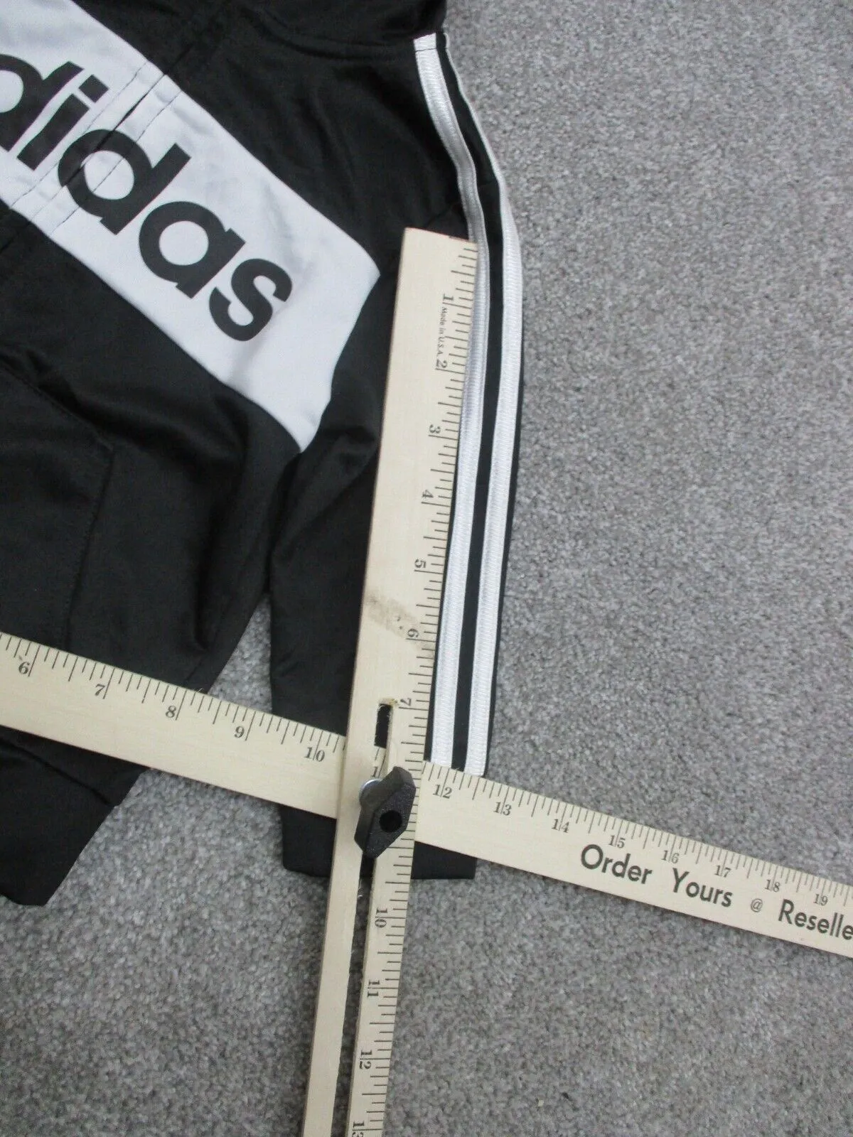 Adidas 3 Stripe Track Jacket Kids Boys Size 12M Black Long Sleeves Full Zip Up