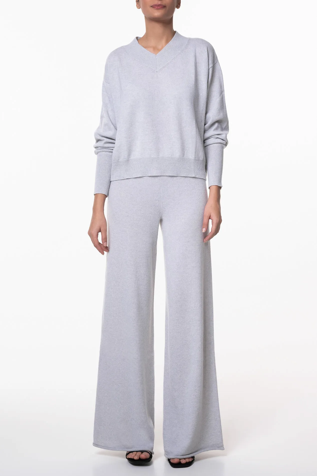 Akeem Cashmere Wide-Leg Pants In Pumice