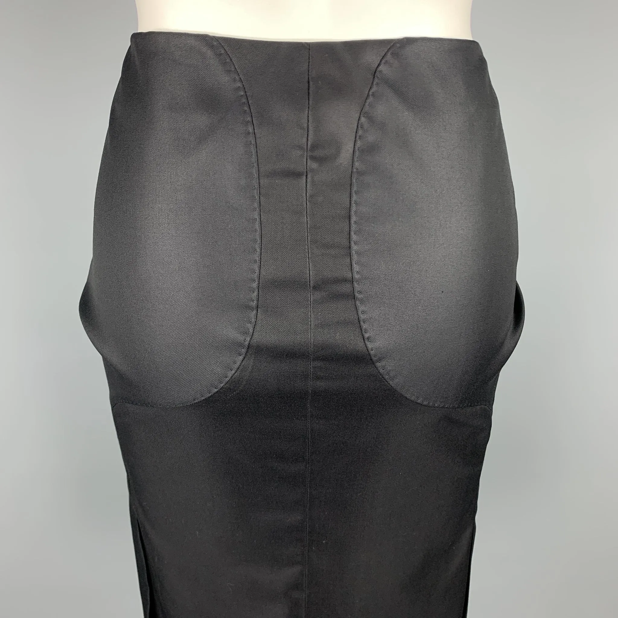ALEXANDER MCQUEEN Size 6 Black Wool Blend Pencil Skirt