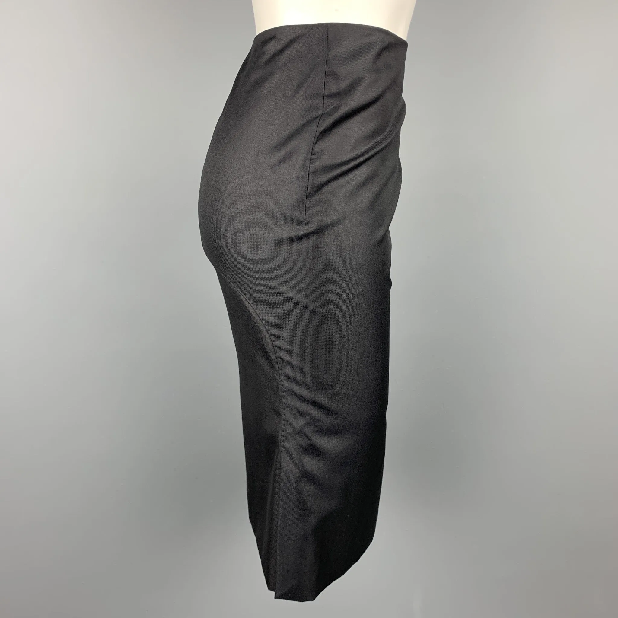 ALEXANDER MCQUEEN Size 6 Black Wool Blend Pencil Skirt