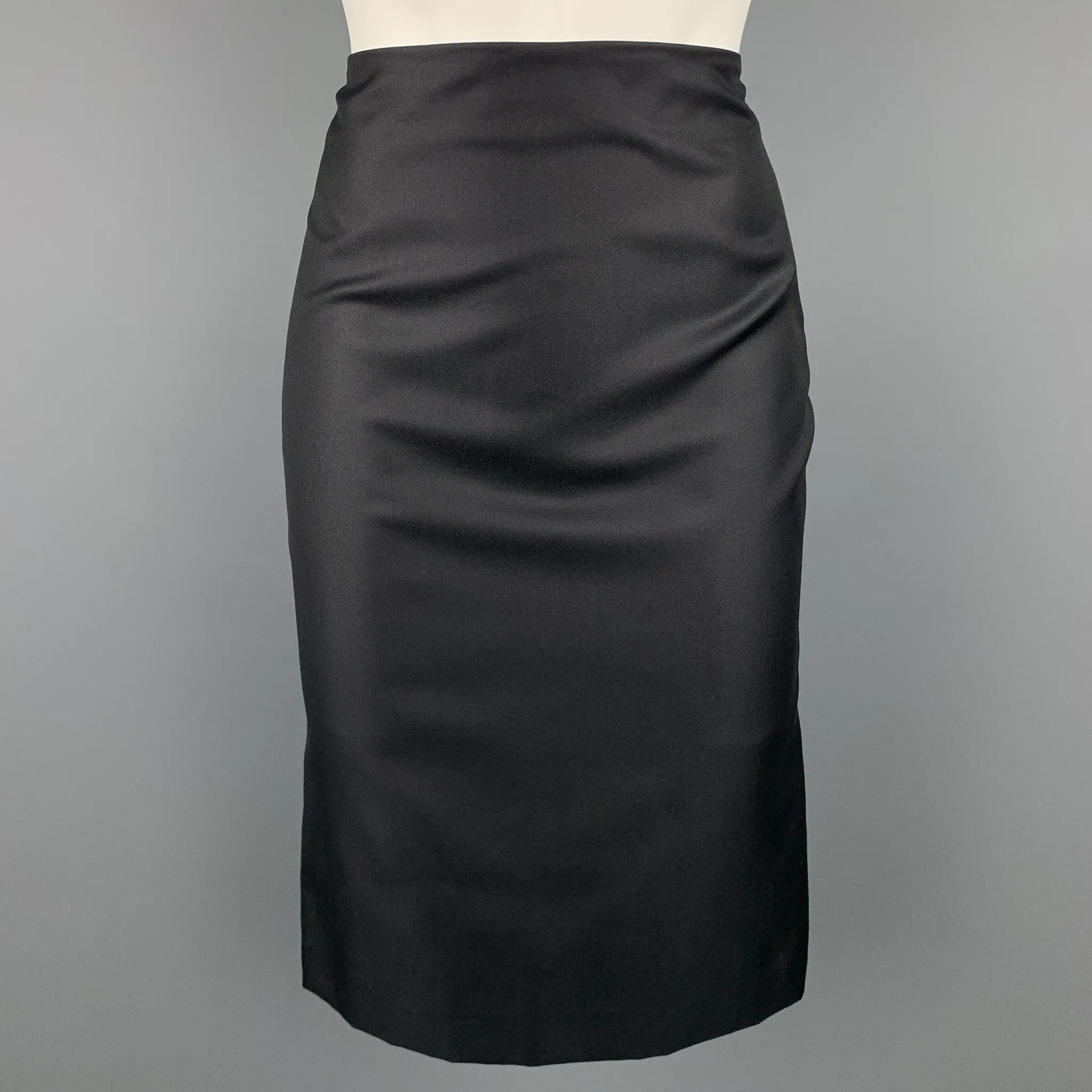 ALEXANDER MCQUEEN Size 6 Black Wool Blend Pencil Skirt