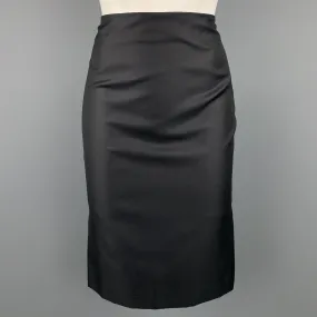 ALEXANDER MCQUEEN Size 6 Black Wool Blend Pencil Skirt