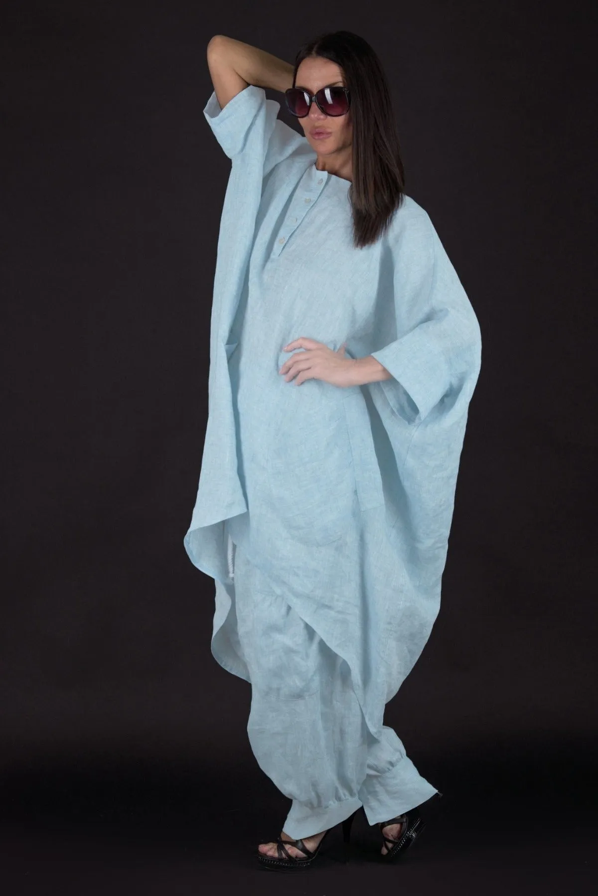 ALISON Two Pieces Wide Linen Set