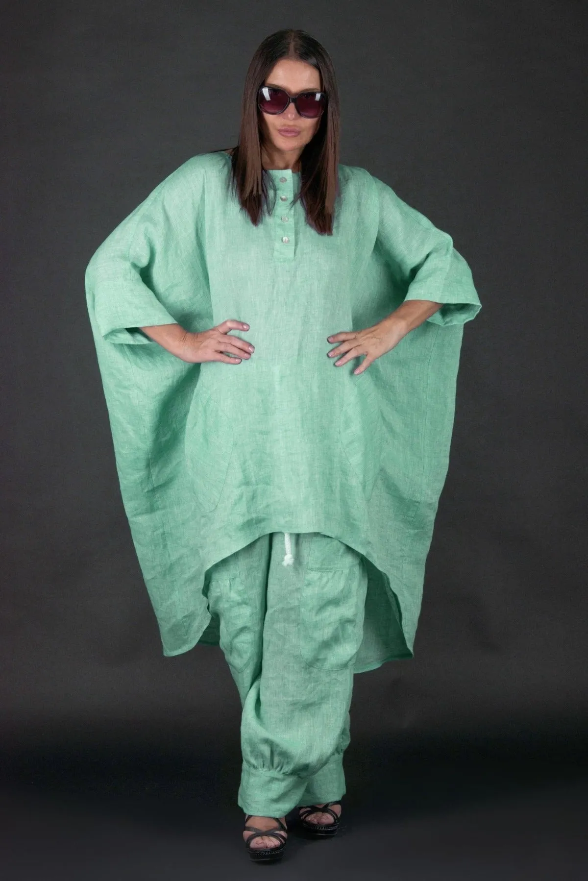 ALISON Two Pieces Wide Linen Set