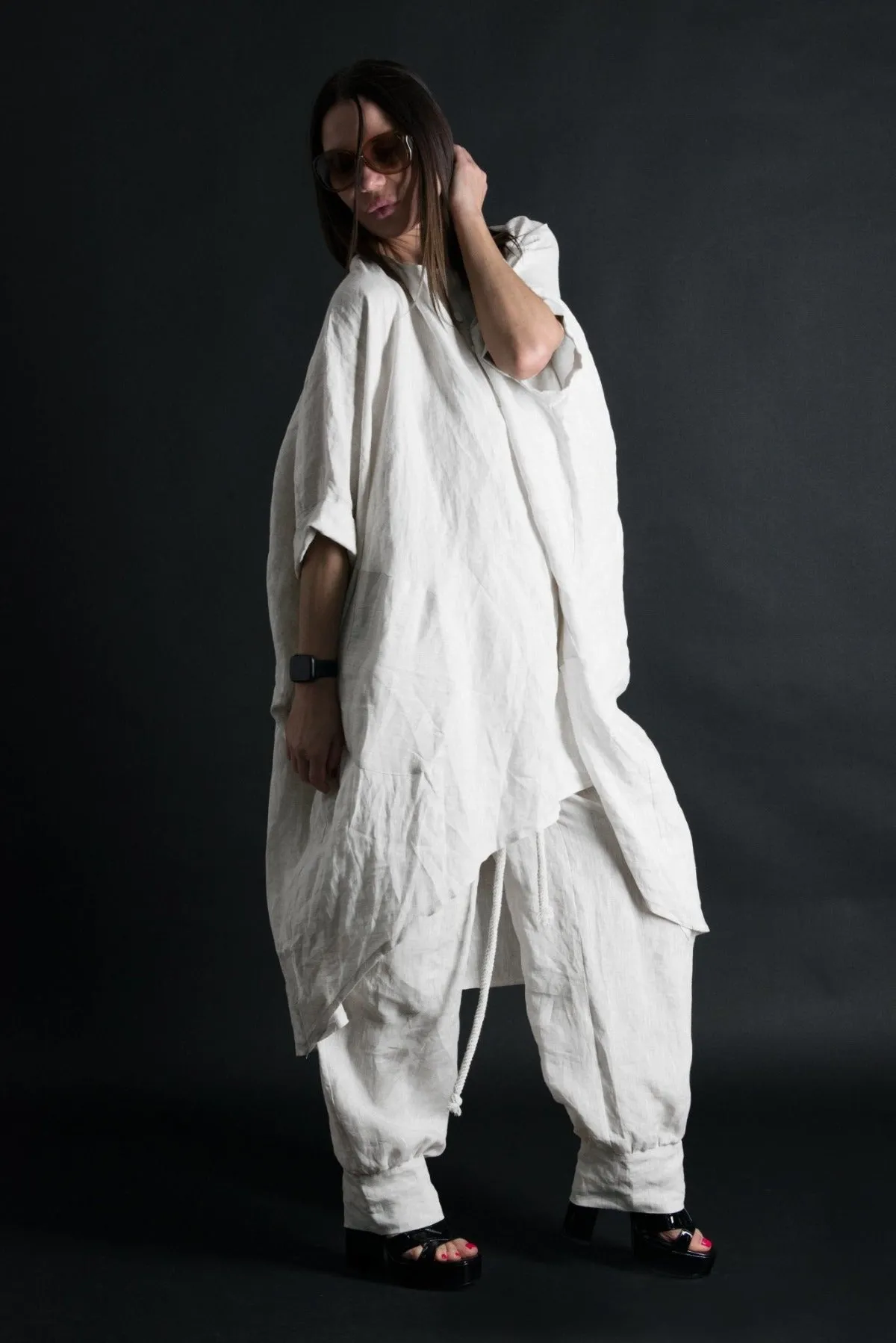 ALISON Two Pieces Wide Linen Set