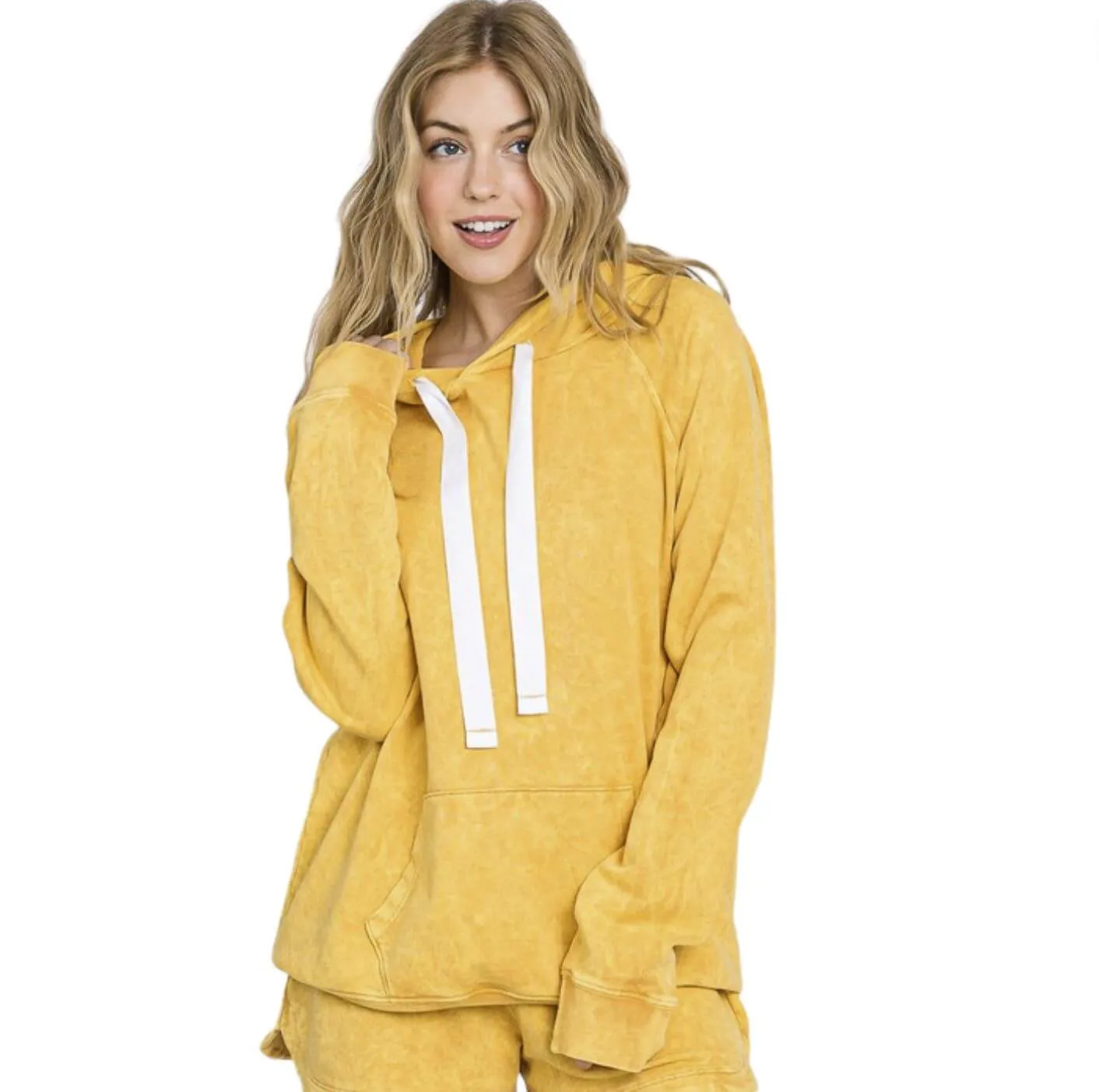 All American Mineral Washed French Terry Sweatshirt Hoodie Made in USA