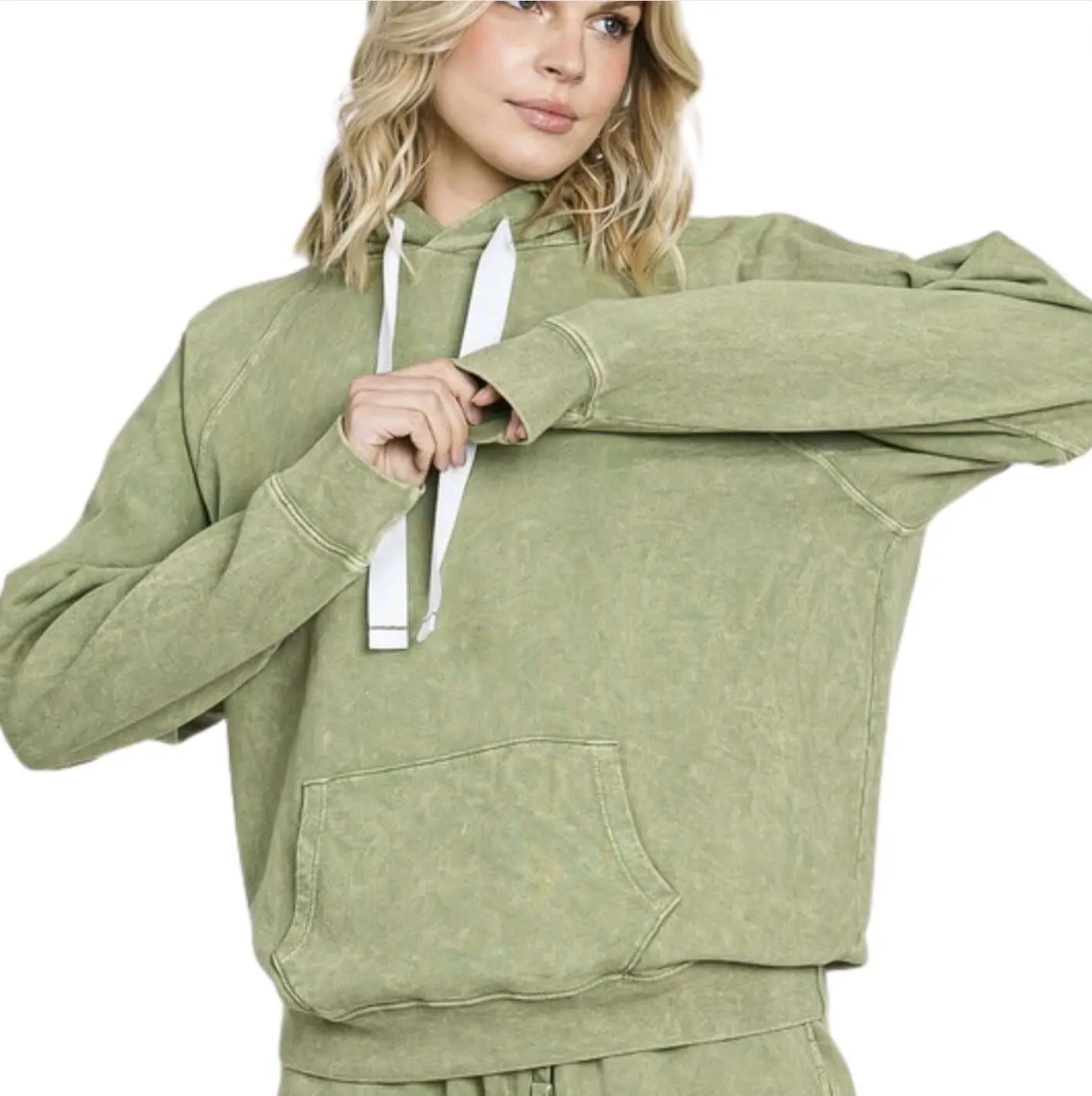 All American Mineral Washed French Terry Sweatshirt Hoodie Made in USA