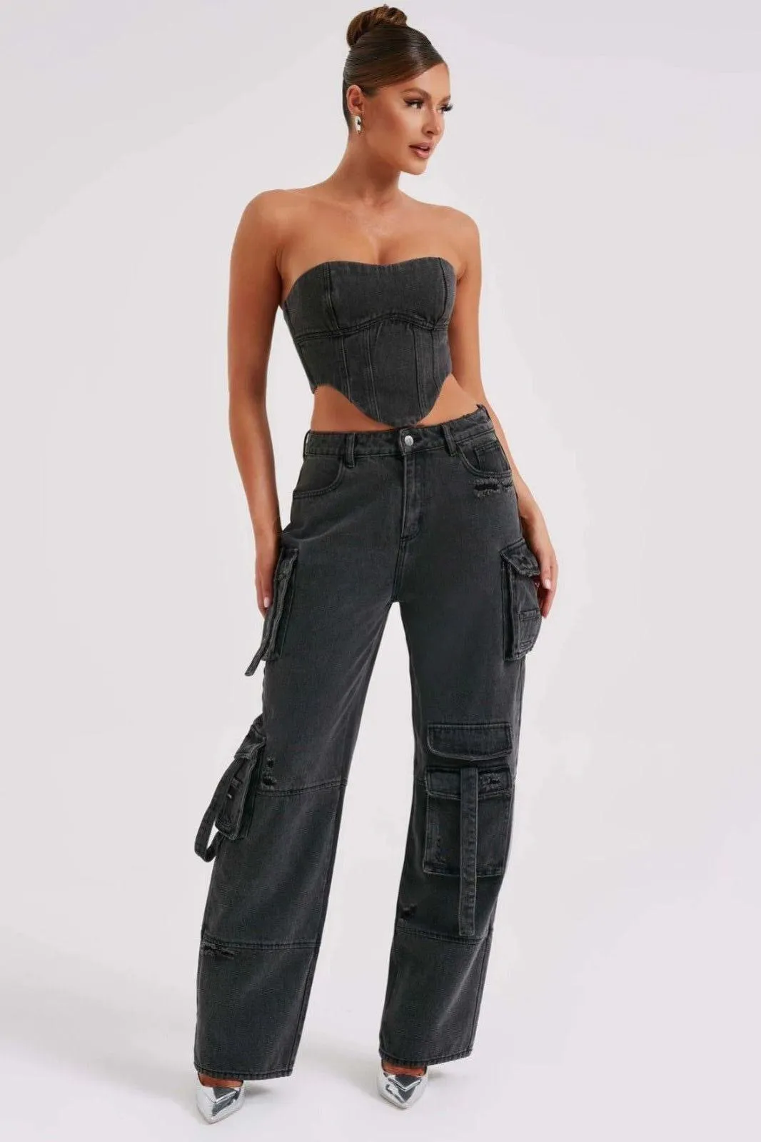 American low-waist pocket splicing jeans