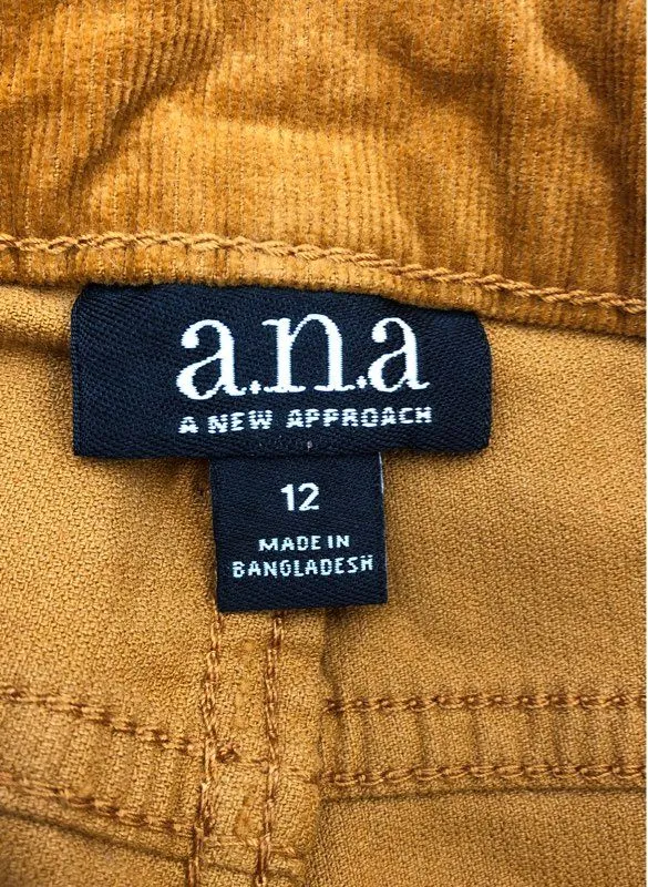 A.N.A Women's Brown Corduroy Trouser Pants - Size 12
