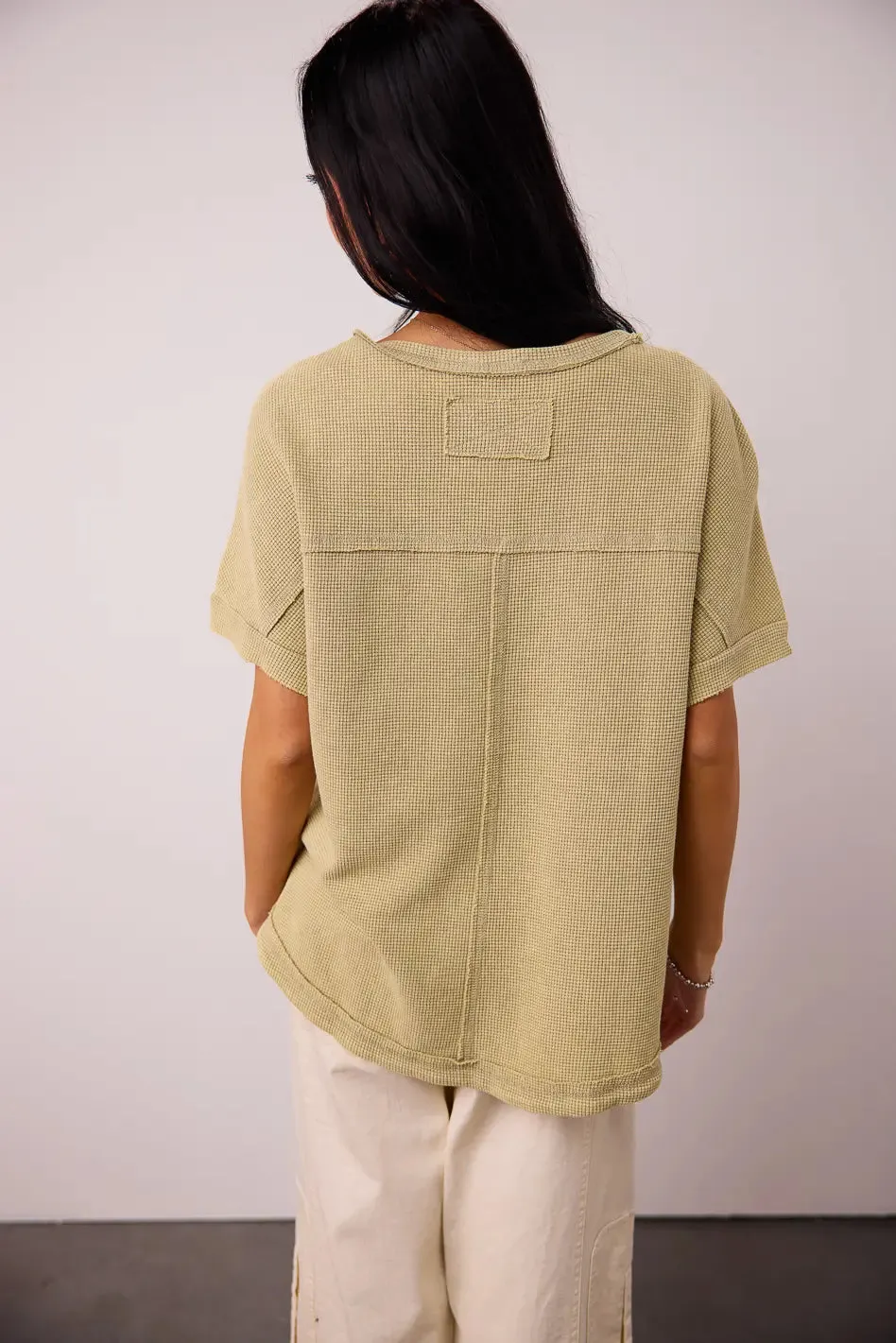 Ariella Waffle Knit Top in Sage - FINAL SALE