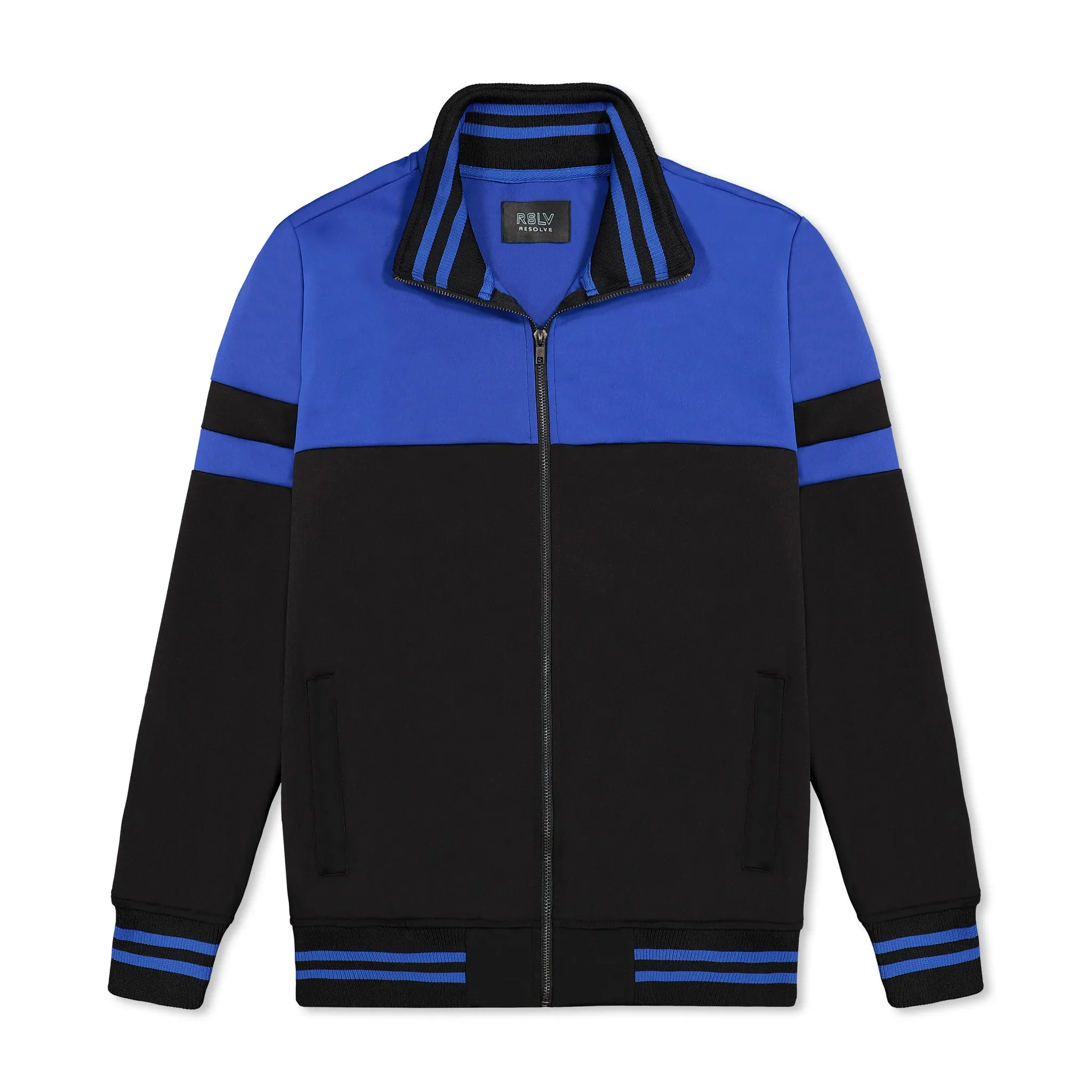 Black Full Zip Colorblock Athletic Jacket