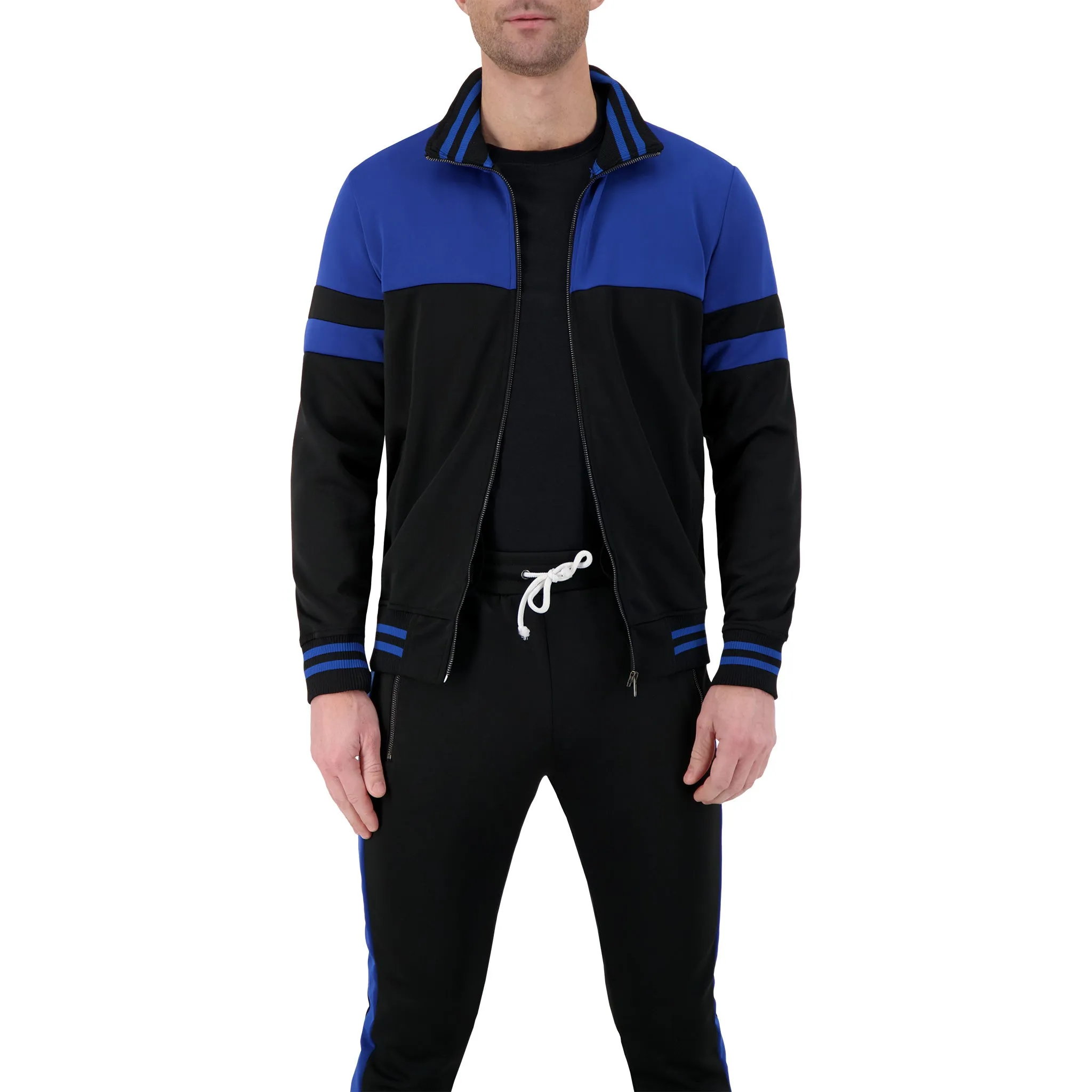 Black Full Zip Colorblock Athletic Jacket