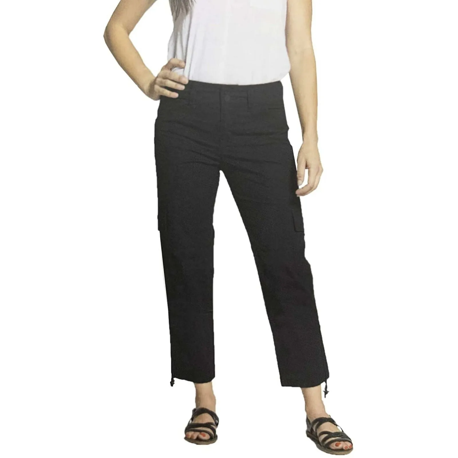 Blossom & Clover Women's Cargo Ankle Capri Pants Black 14