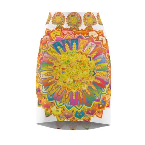 Bohemian Mandala Pencil Skirt - Vibrant Colors