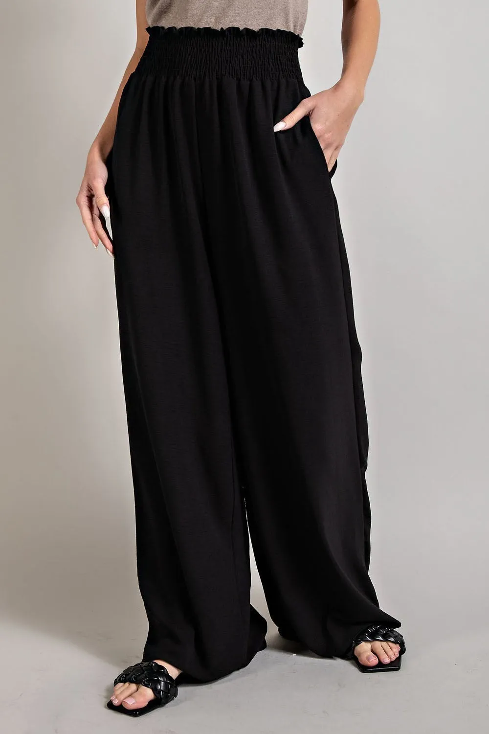Breezy Belle Smocked Pants (Black)