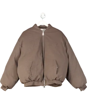 Brown Cernucci Pu Puffer Bomber Jacket UK S