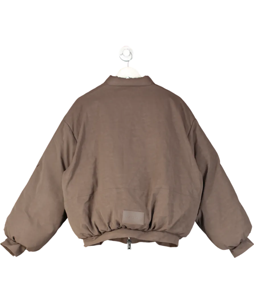 Brown Cernucci Pu Puffer Bomber Jacket UK S