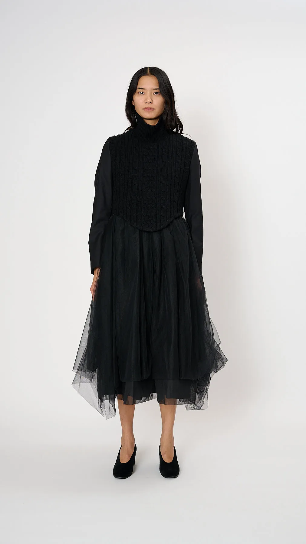 Cable Bustier Dress in Black