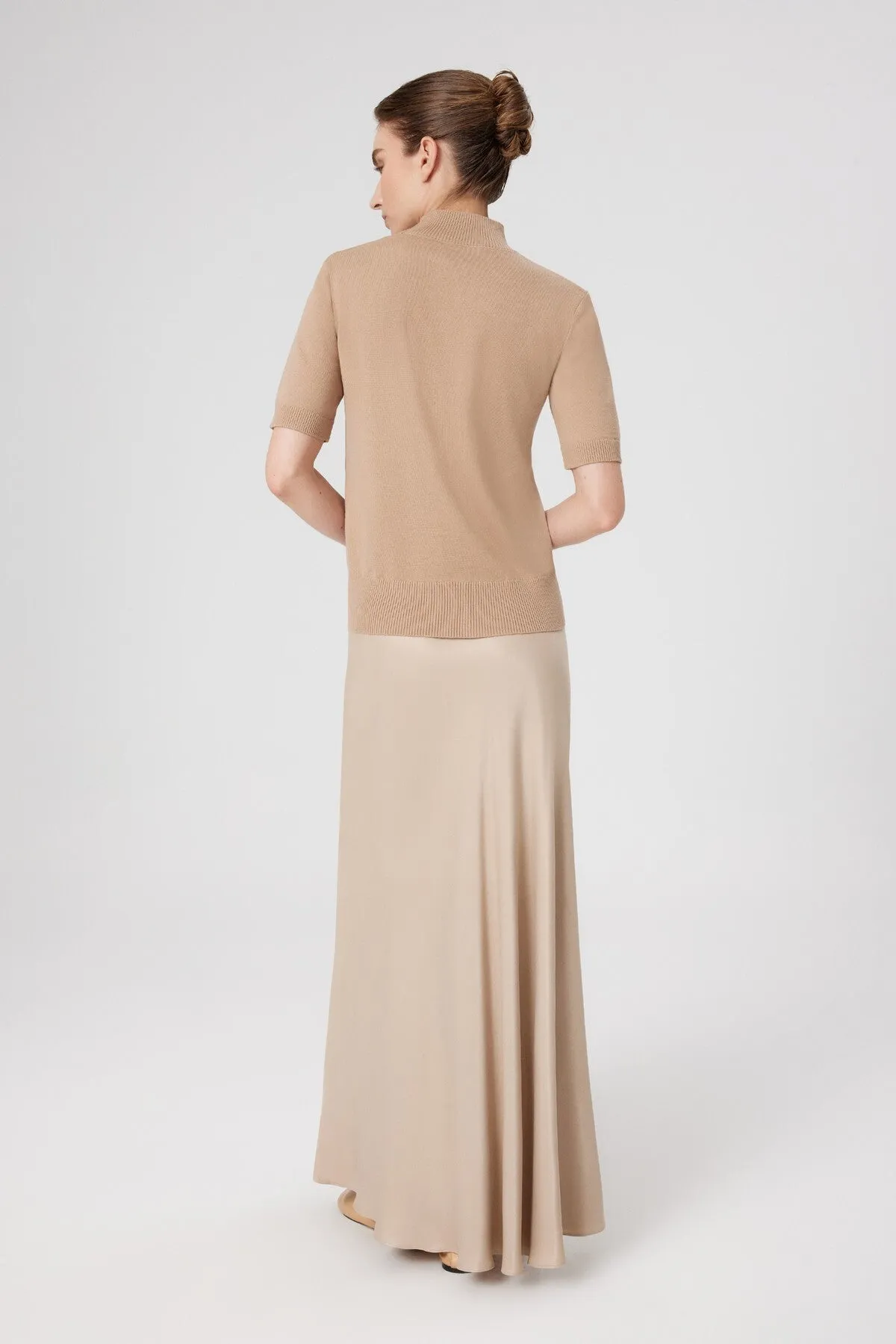 Camel Half Turtleneck Wool Blend Sweater