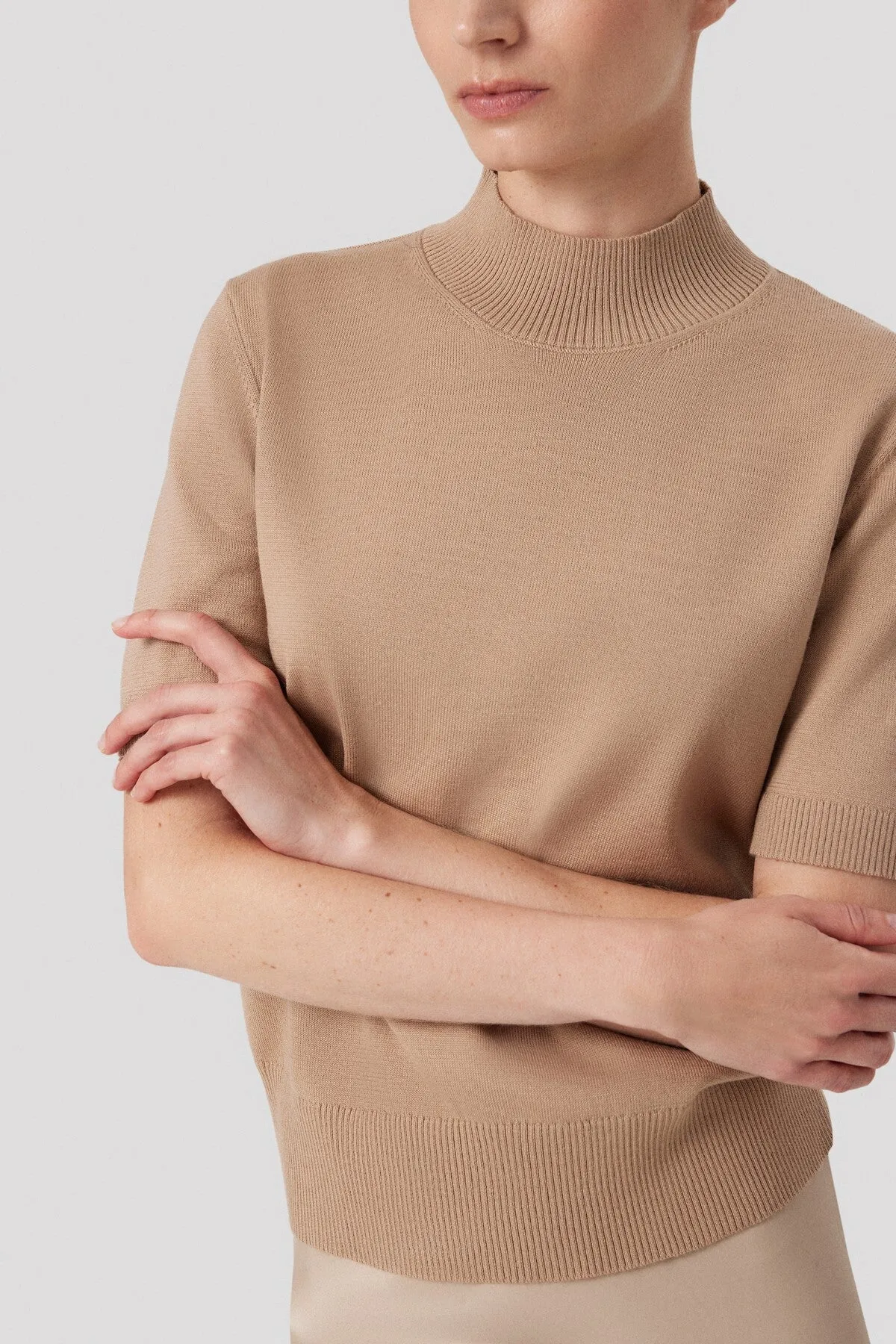 Camel Half Turtleneck Wool Blend Sweater