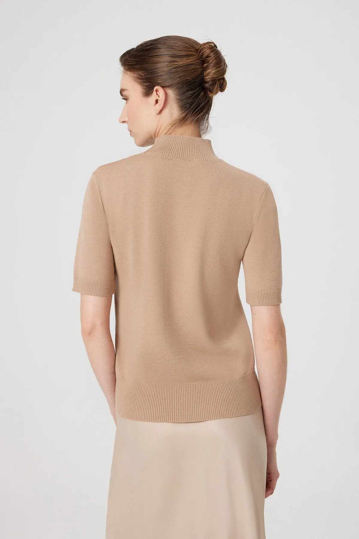 Camel Half Turtleneck Wool Blend Sweater