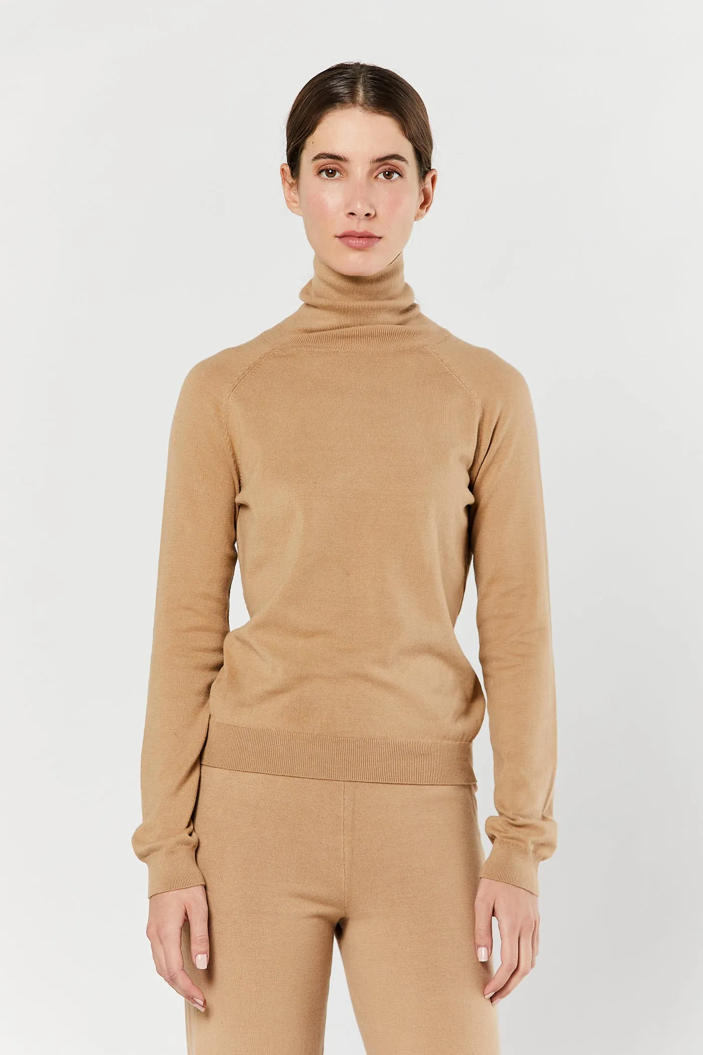 Camel Long Sleeve Turtleneck