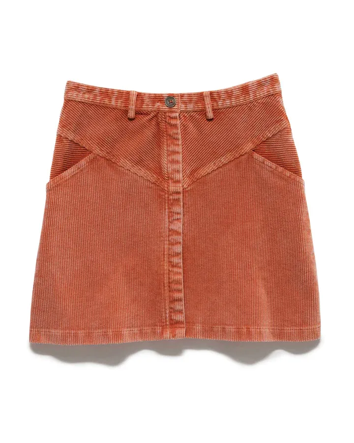 Cayce Button-Front Corduroy Mini Skirt