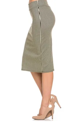 Cessie Striped Pencil Skirt- Natural/Black CLEARANCE