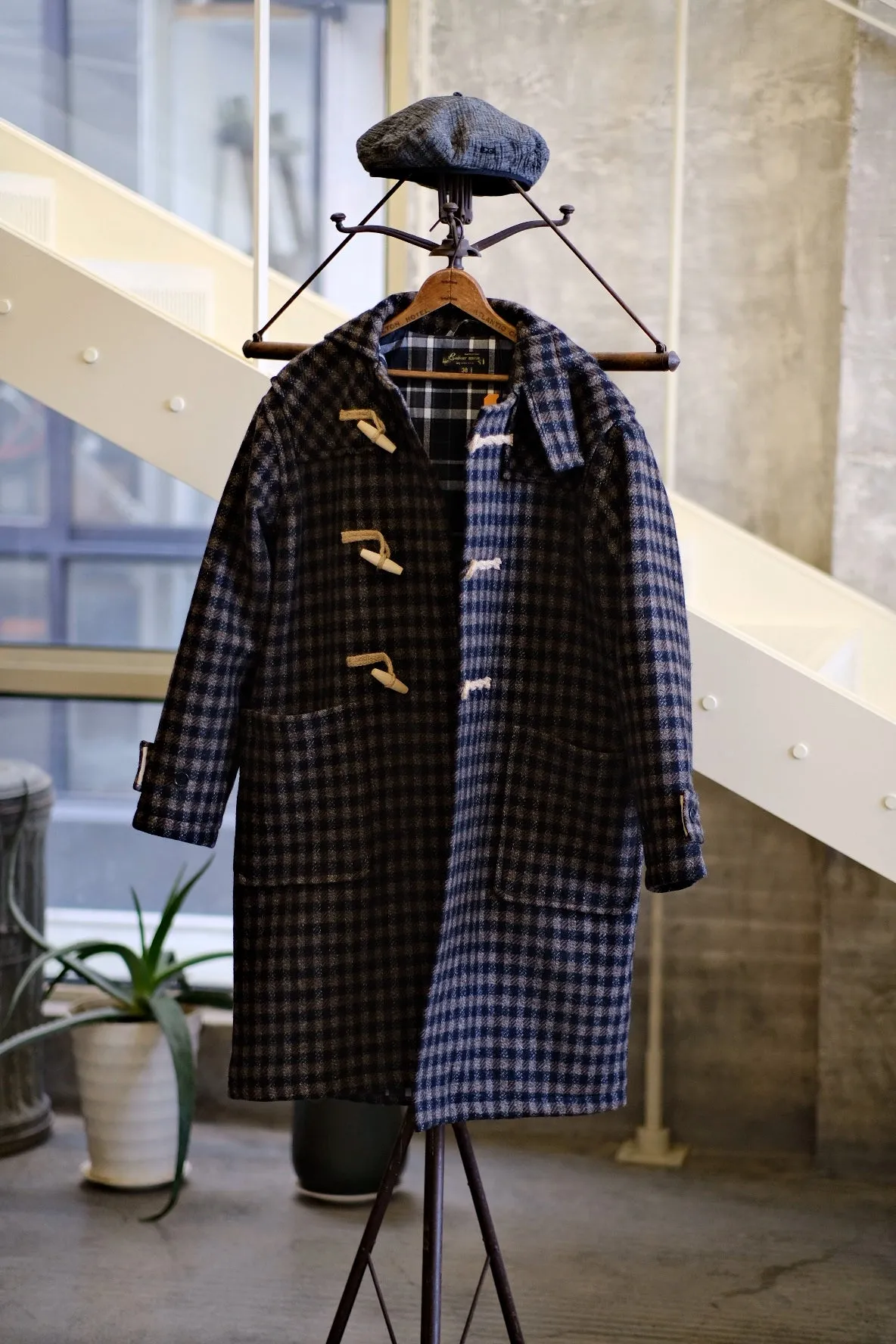 Checkered Wool Duffle Coat