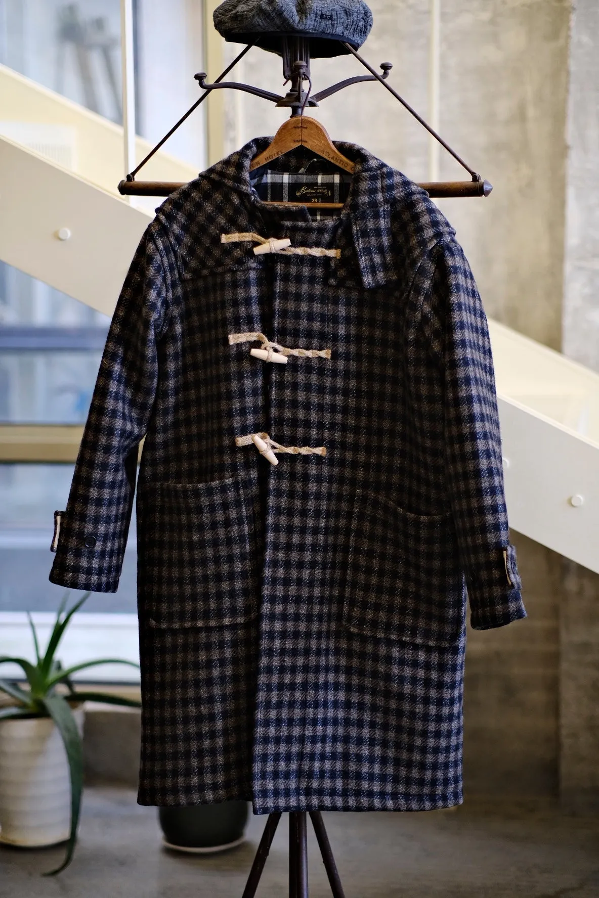 Checkered Wool Duffle Coat