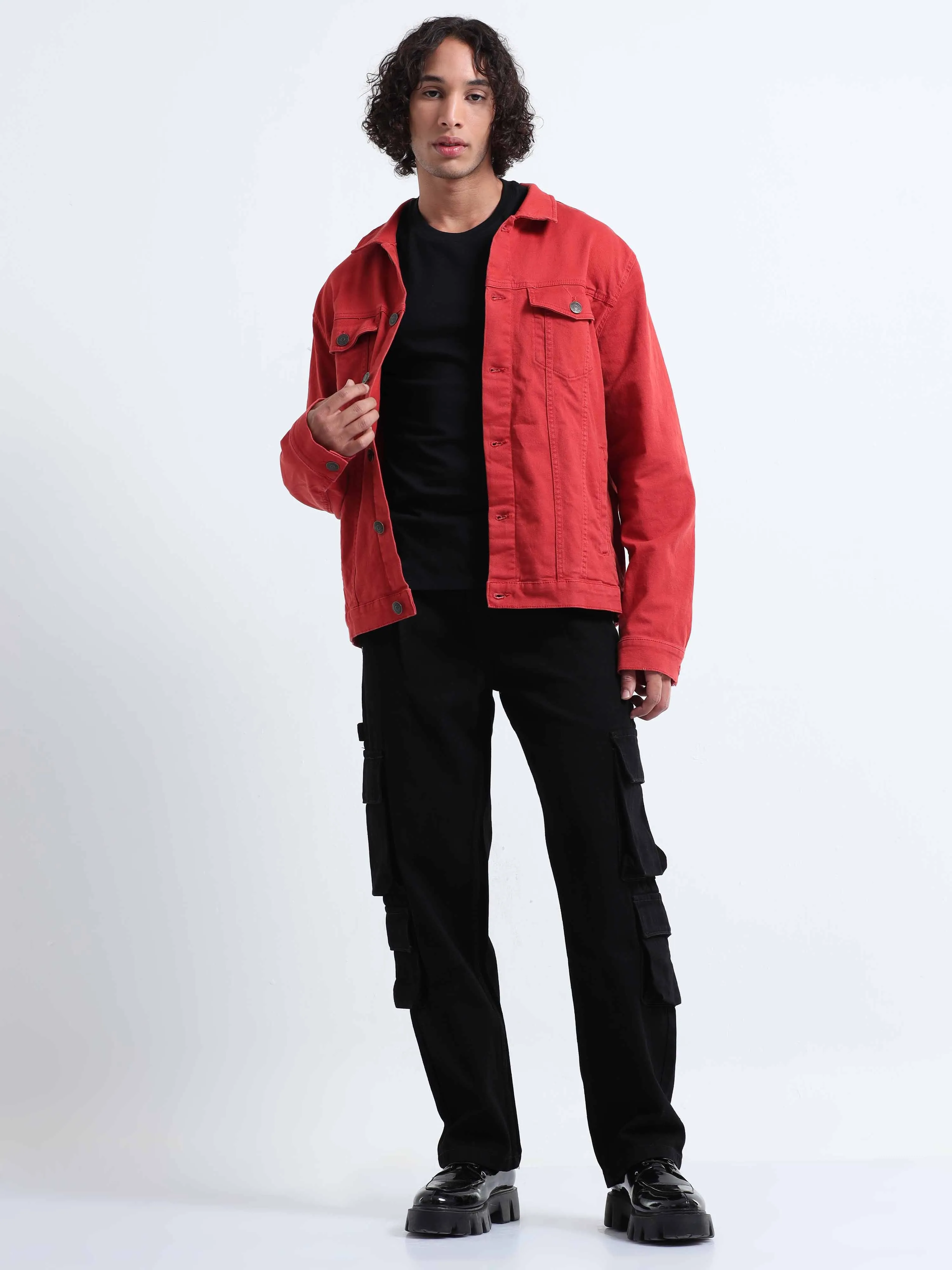 Classic Relaxed Black Double Cargo Denim