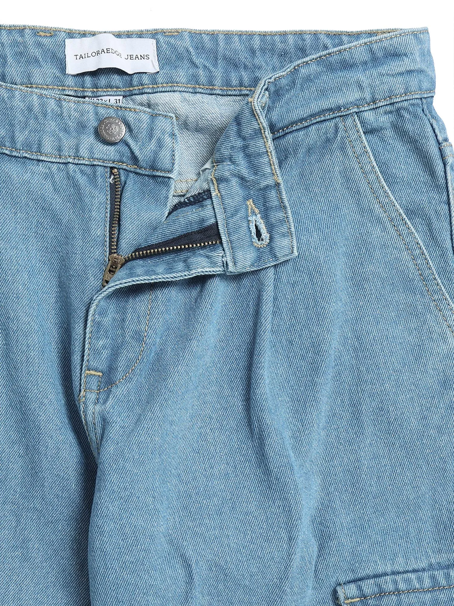 Classic Relaxed Light Blue Double Cargo Denim