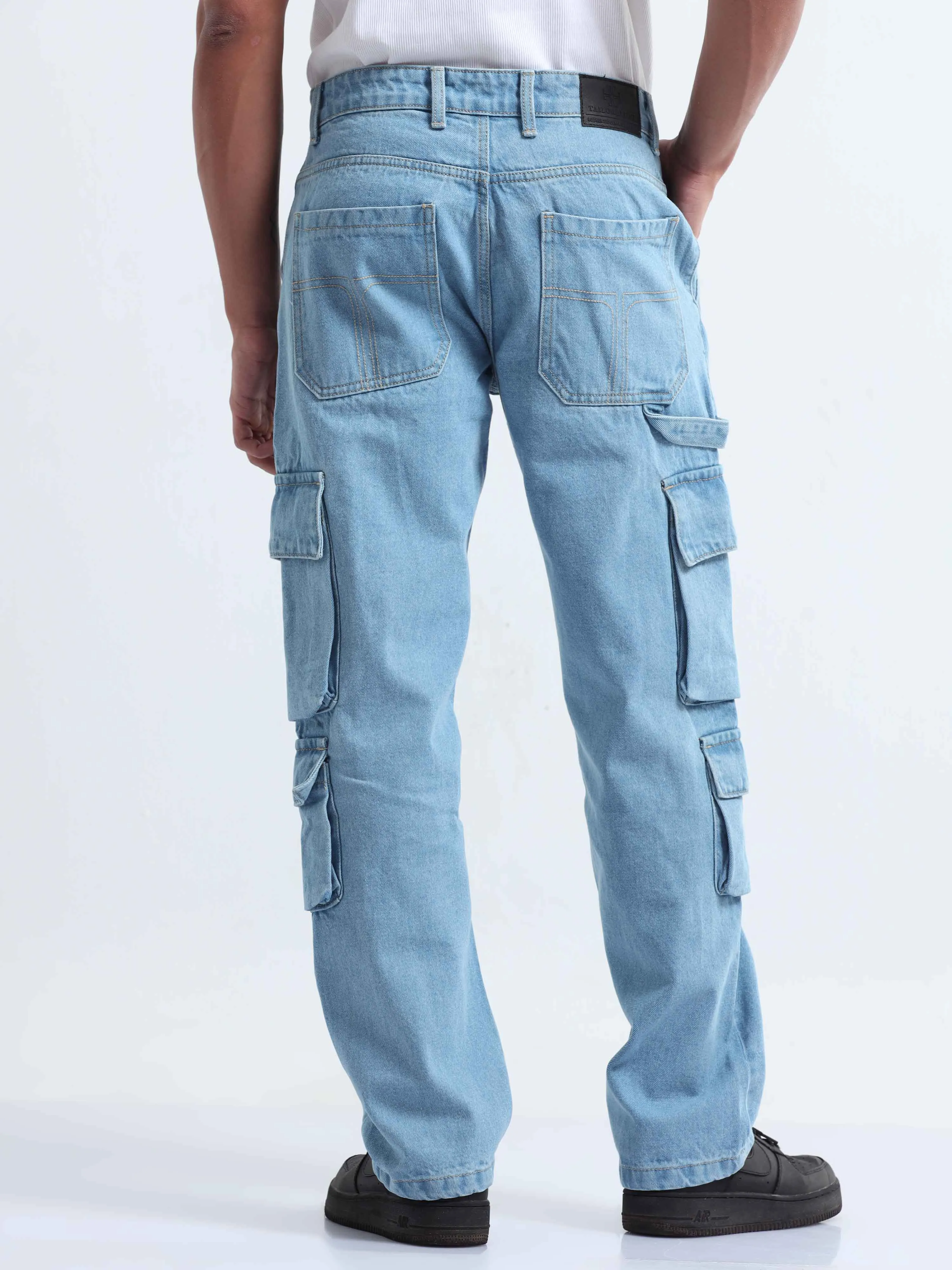 Classic Relaxed Light Blue Double Cargo Denim