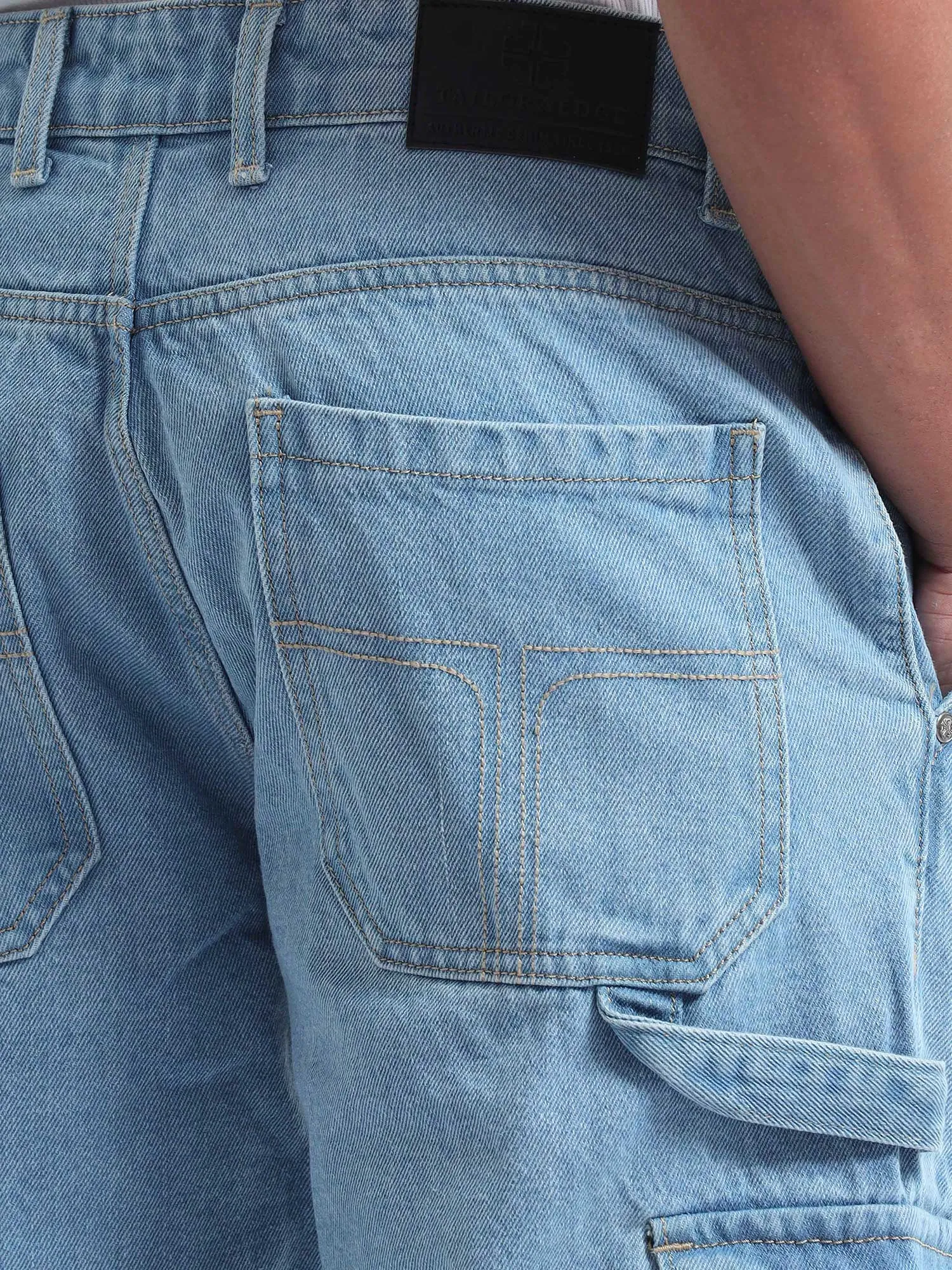 Classic Relaxed Light Blue Double Cargo Denim