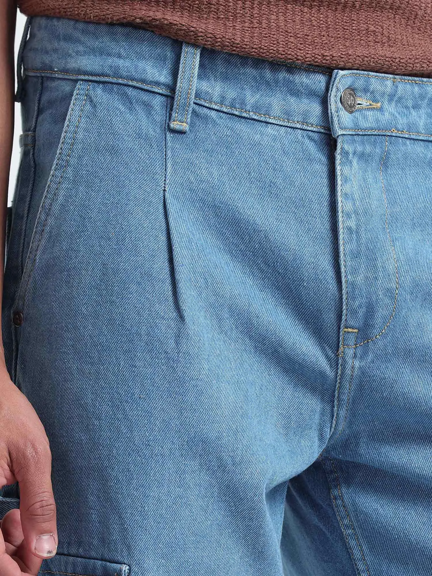 Classic Relaxed Mid Blue Denim Cargo