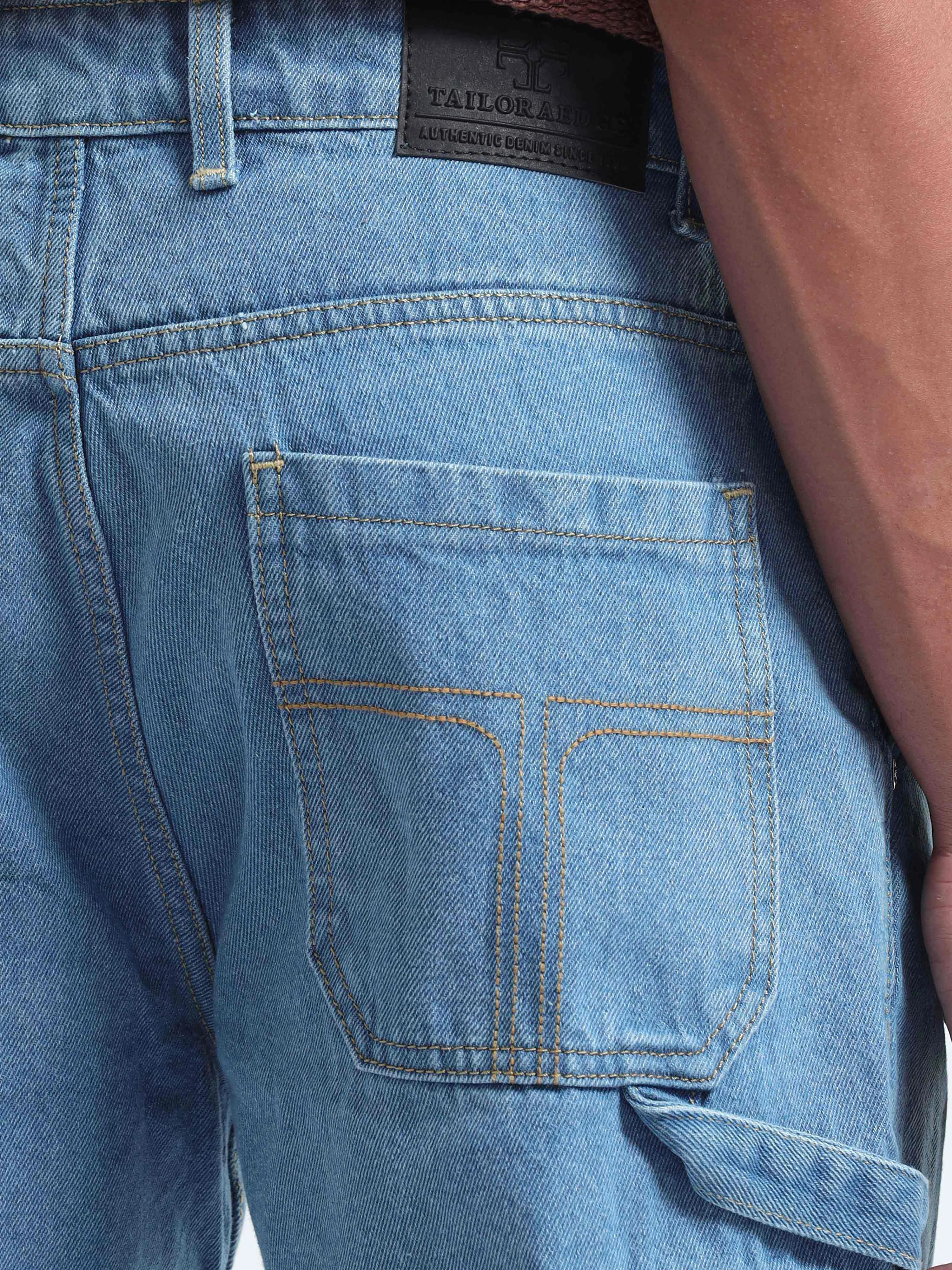 Classic Relaxed Mid Blue Denim Cargo