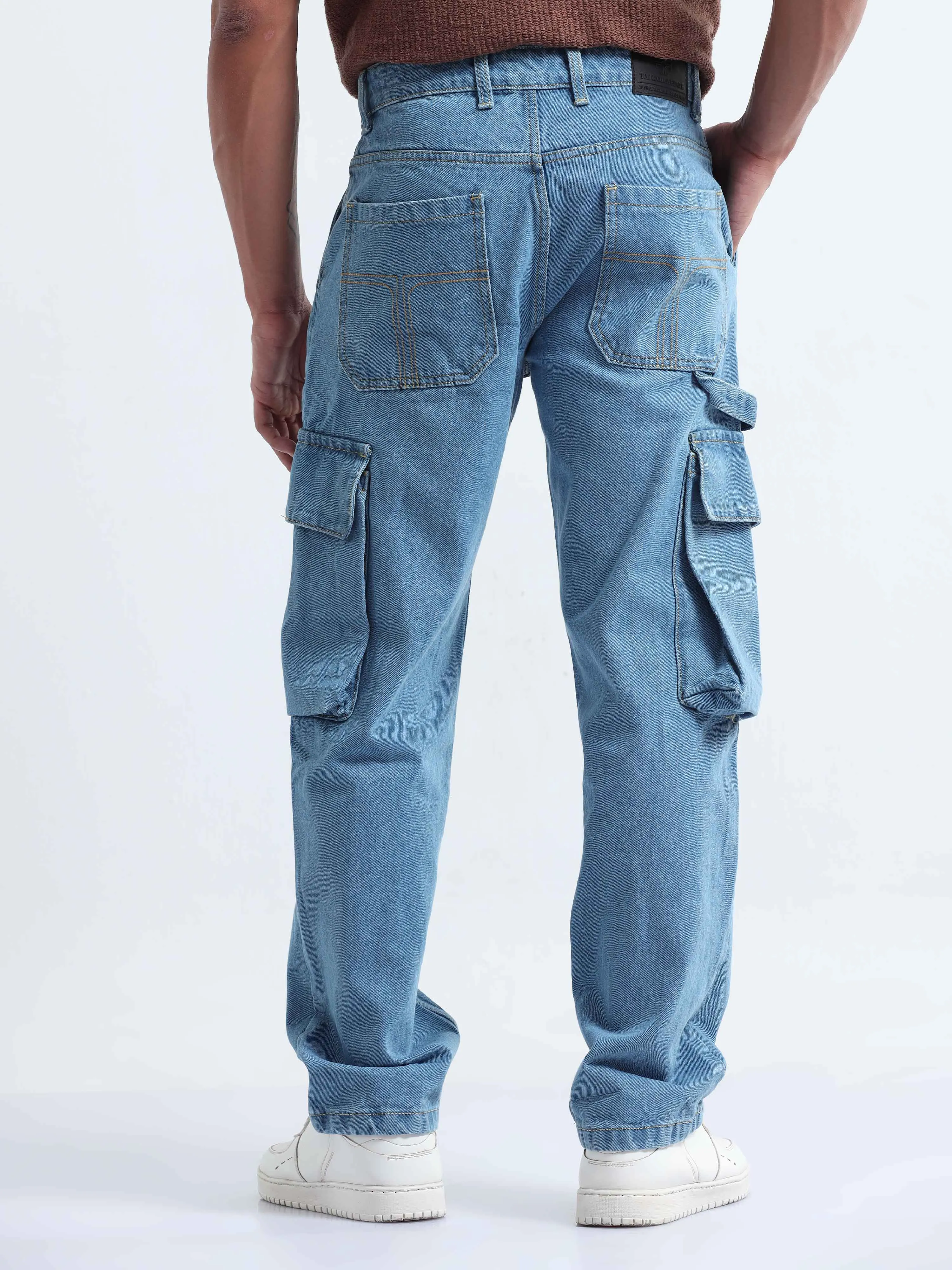 Classic Relaxed Mid Blue Denim Cargo