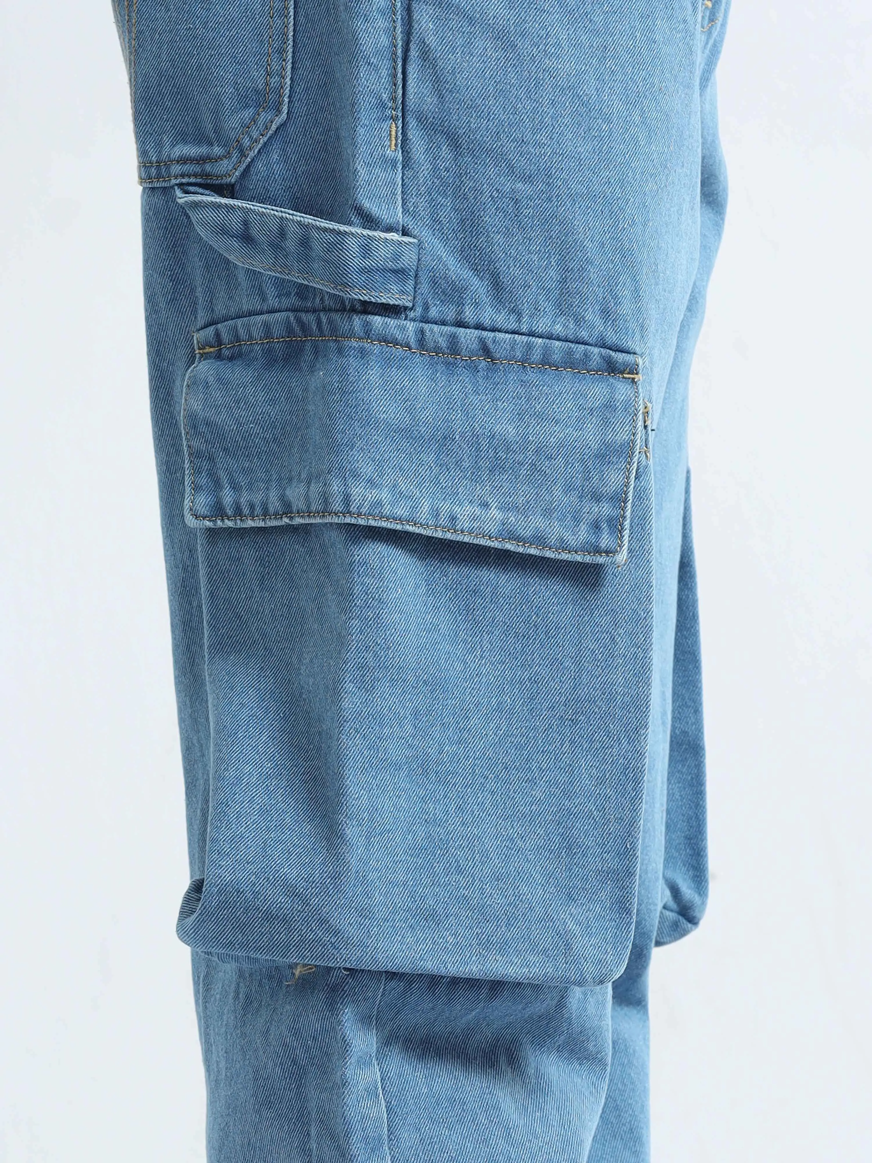Classic Relaxed Mid Blue Denim Cargo
