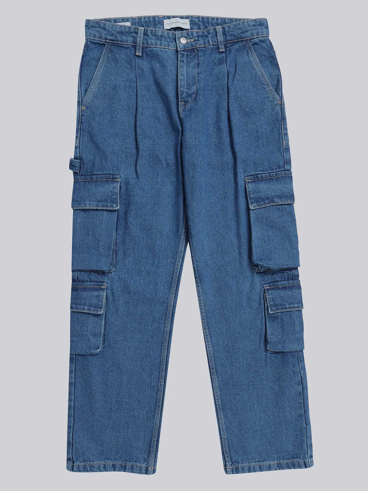 Classic Relaxed Mid Blue Double Cargo Denim